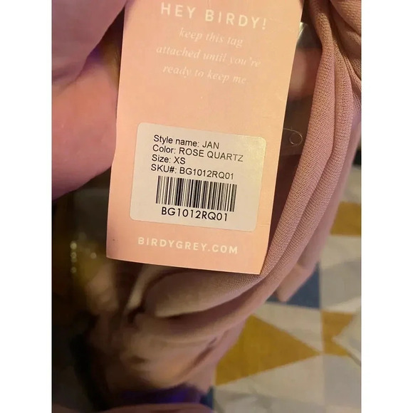NWT Birdy Grey Jan Dress Sleeveless Scoop Neck V-Back Lined Mesh Rose Quartz M - Picture 3 of 4